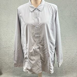 Exofficio Light Blue Gray Button-Down Collared Shirt Roll Tab Sleeve